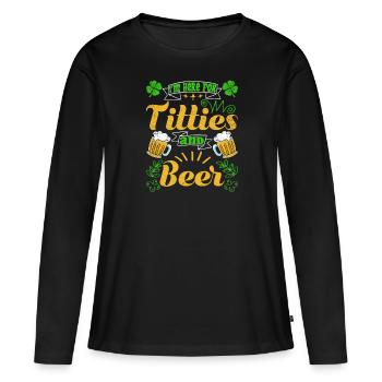 Je suis ici pour Titties et le Festival de la bière - T-shirt manches longues Premium bio Femme - noir - Devant - Julia (174cm)