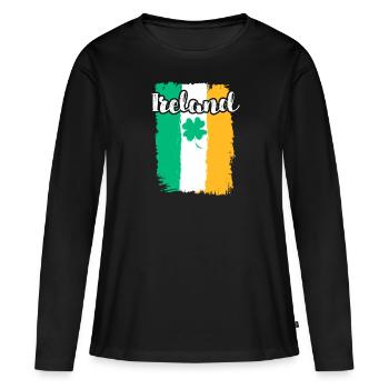 Irlande Trèfle Saint-Patrick - T-shirt manches longues Premium bio Femme - noir - Devant - Julia (174cm)