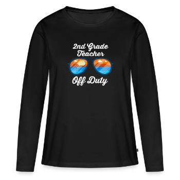 Professeur de classe de deuxième classe en congé Professeur de vacances - T-shirt manches longues Premium bio Femme - noir - Devant - Julia (174cm)