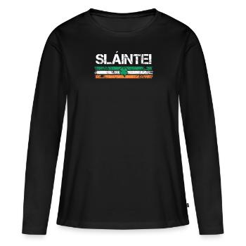 Slainte Irland Trinkspruch - Frauen Premium Bio Langarmshirt - Schwarz - Vorne - Julia (174cm)