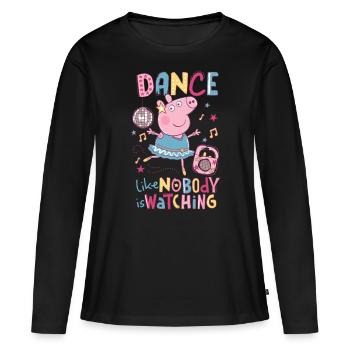 Peppa Wutz Dancing Queen Tanzen - Frauen Premium Bio Langarmshirt - Schwarz - Vorne - Julia (174cm)