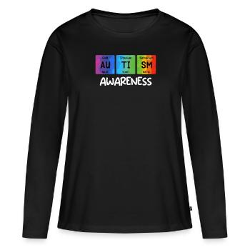 Sensibilisation à l’autisme, diversité et sensibilisation - T-shirt manches longues Premium bio Femme - noir - Devant - Julia (174cm)