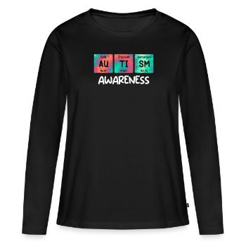 Sensibilisation à l’autisme, diversité et sensibilisation - T-shirt manches longues Premium bio Femme - noir - Devant - Julia (174cm)
