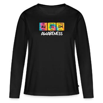 Sensibilisation à l’autisme, diversité et sensibilisation - T-shirt manches longues Premium bio Femme - noir - Devant - Julia (174cm)