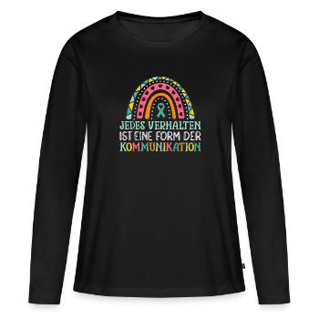 Sensibilisation et solidarité à l’autisme - T-shirt manches longues Premium bio Femme - noir - Devant - Julia (174cm)