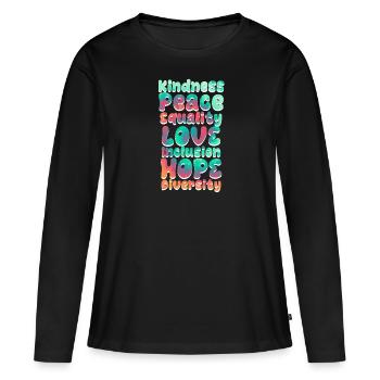 Inclusion Acceptance Kindness Solidarity - Women's Premium Organic Long Sleeve Shirt - black - Front - Julia (174cm)