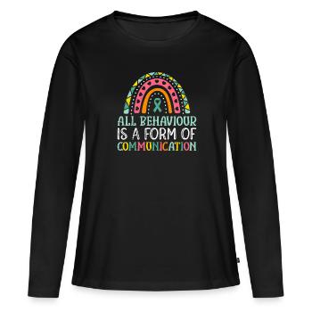 Sensibilisation et solidarité à l’autisme - T-shirt manches longues Premium bio Femme - noir - Devant - Julia (174cm)