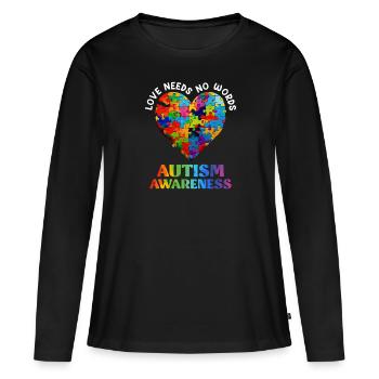 Sensibilisation à l’autisme Solidarité et sensibilisation - T-shirt manches longues Premium bio Femme - noir - Devant - Julia (174cm)