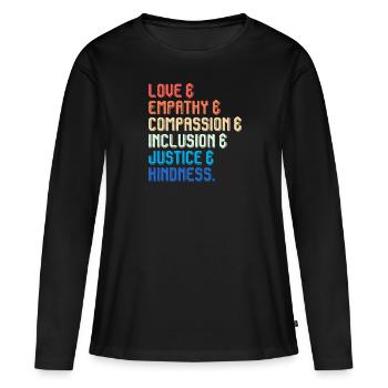 Inclusion Compassion Personnes handicapées - T-shirt manches longues Premium bio Femme - noir - Devant - Julia (174cm)