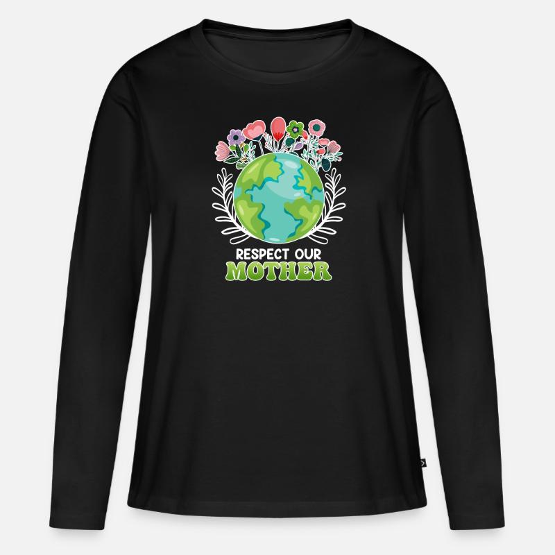 Rettet die Erde Umweltschützer Mutter Erde - Frauen Premium Bio Langarmshirt - Schwarz