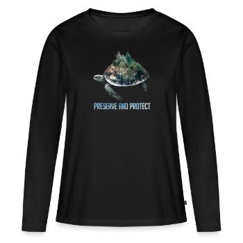 Protection des animaux menacés Nature - T-shirt manches longues Premium bio Femme - noir - Devant - Julia (174cm)