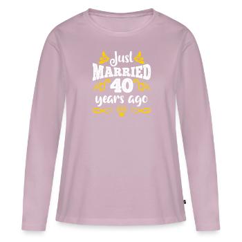 Juste marié 40 ans marié - T-shirt manches longues Premium bio Femme - rose poudré - Devant - Julia (174cm)