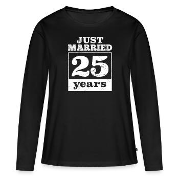 Juste marié 25 ans Noces d’argent - T-shirt manches longues Premium bio Femme - noir - Devant - Julia (174cm)