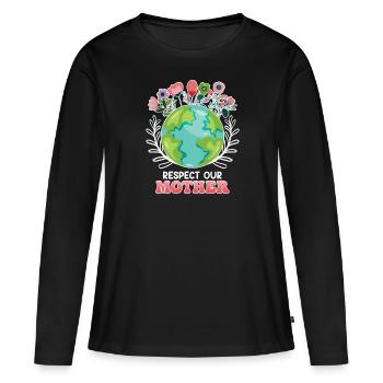 Rettet die Erde Umweltschützer Mutter Erde - Frauen Premium Bio Langarmshirt - Schwarz - Vorne - Julia (174cm)
