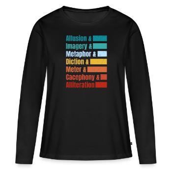 Amateurs de livres Rat de bibliothèque Livres Amateurs de lecture - T-shirt manches longues Premium bio Femme - noir - Devant - Julia (174cm)