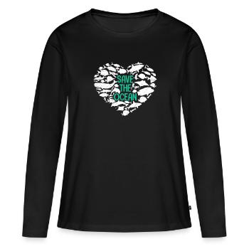 Sauver l’océan Environnement de protection des océans - T-shirt manches longues Premium bio Femme - noir - Devant - Julia (174cm)