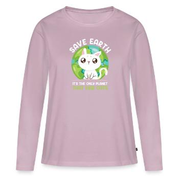Save Earth Cat Lovers Species Conservation Environment - Women's Premium Organic Long Sleeve Shirt - dusky pink - Front - Julia (174cm)