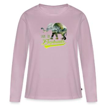 Save the Elephants Species Conservation Espèces menacées - T-shirt manches longues Premium bio Femme - rose poudré - Devant - Julia (174cm)