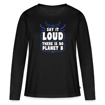 Il n’y a pas de Planète B Earth Day Mission Erde - T-shirt manches longues Premium bio Femme - noir - Devant - Julia (174cm)