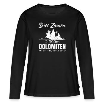 Dolomiten Bergsteiger und Wanderer Bergfan - Frauen Premium Bio Langarmshirt - Schwarz - Vorne - Julia (174cm)