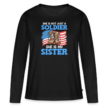 Fier frère Fan de l’armée de l’air soldat de l’armée - T-shirt manches longues Premium bio Femme - noir - Devant - Julia (174cm)