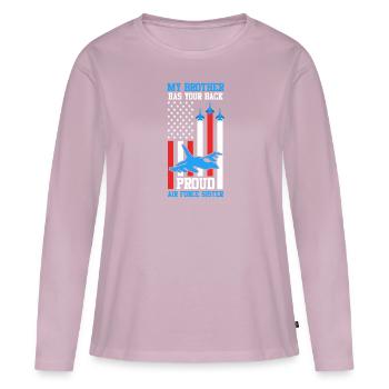Stolze Schwester Air Force Soldaten Bruder USA - Frauen Premium Bio Langarmshirt - Altrosa - Vorne - Julia (174cm)