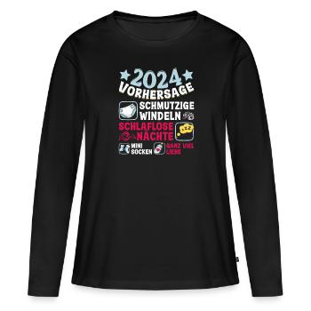 Vorhersage 2024 bald Vater Babyparty 2024 - Frauen Premium Bio Langarmshirt - Schwarz - Vorne - Julia (174cm)