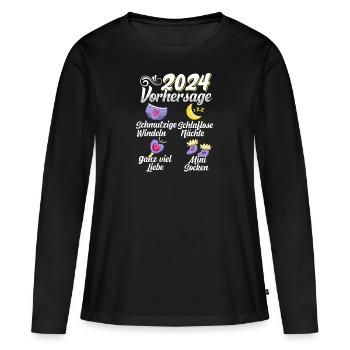 Baby Vorhersage 2024 werdende Mutter 2024 - Frauen Premium Bio Langarmshirt - Schwarz - Vorne - Julia (174cm)