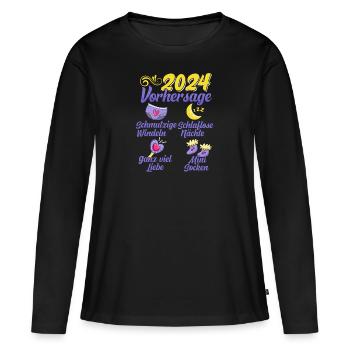 Baby Vorhersage 2024 werdende Mutter 2024 - Frauen Premium Bio Langarmshirt - Schwarz - Vorne - Julia (174cm)