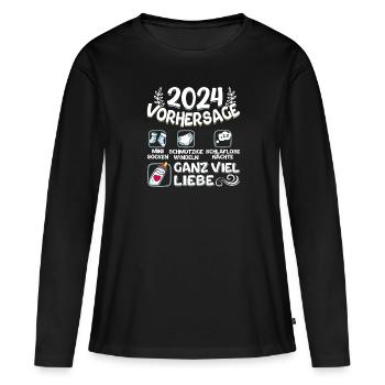 Baby Vorhersage 2024 werdende Mutter 2024 - Frauen Premium Bio Langarmshirt - Schwarz - Vorne - Julia (174cm)