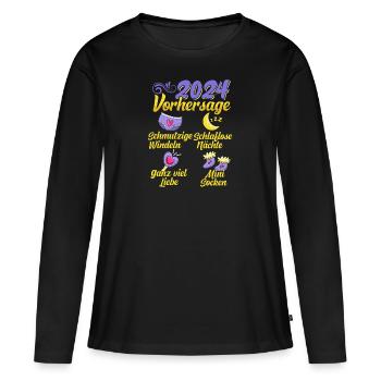 Baby Vorhersage 2024 werdende Mutter 2024 - Frauen Premium Bio Langarmshirt - Schwarz - Vorne - Julia (174cm)