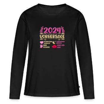 Babyparty Vorhersage 2024 werdende Mama 2024 - Frauen Premium Bio Langarmshirt - Schwarz - Vorne - Julia (174cm)