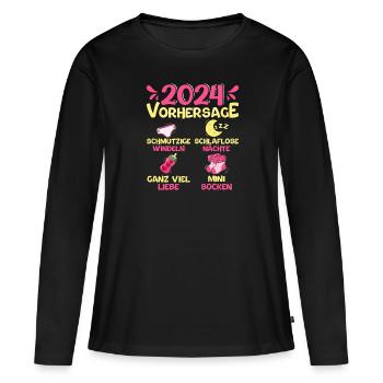 Baby Vorhersage 2024 werdende Mutter 2024 - Frauen Premium Bio Langarmshirt - Schwarz - Vorne - Julia (174cm)