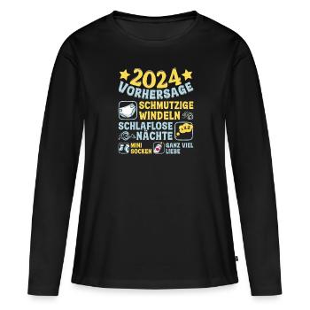 Vorhersage 2024 bald Vater Babyparty 2024 - Frauen Premium Bio Langarmshirt - Schwarz - Vorne - Julia (174cm)