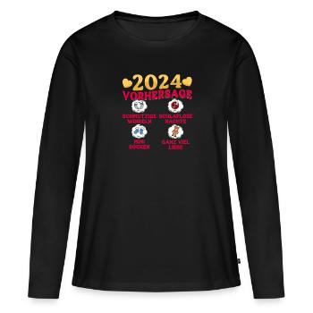 Babyparty Vorhersage 2024 werdende Mama 2024 - Frauen Premium Bio Langarmshirt - Schwarz - Vorne - Julia (174cm)