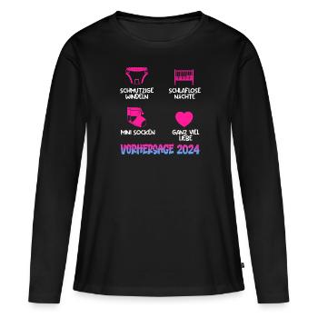 Baby Vorhersage 2024 werdende Mama 2024 - Frauen Premium Bio Langarmshirt - Schwarz - Vorne - Julia (174cm)