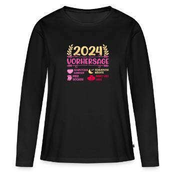 Babyparty Vorhersage 2024 werdende Mama 2024 - Frauen Premium Bio Langarmshirt - Schwarz - Vorne - Julia (174cm)