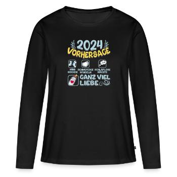 Babyparty Vorhersage 2024 werdende Mama 2024 - Frauen Premium Bio Langarmshirt - Schwarz - Vorne - Julia (174cm)