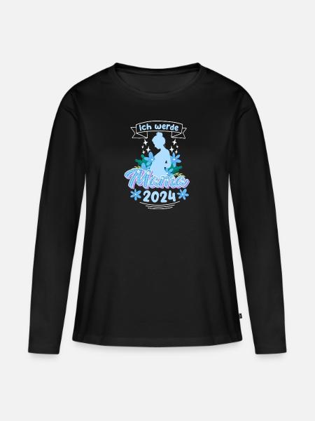 Ich werde Mama 2024 Schwangere Mütter 2024 - Frauen Premium Bio Langarmshirt - Schwarz