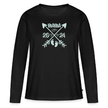 Maman 2024 prédiction bébé des femmes enceintes - T-shirt manches longues Premium bio Femme - noir - Devant - Julia (174cm)