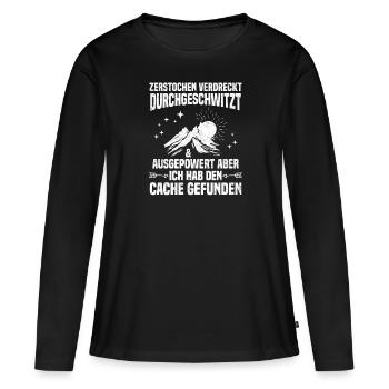 Geocacher Ich hab den Cache gefunden Geocache - Frauen Premium Bio Langarmshirt - Schwarz - Vorne - Julia (174cm)