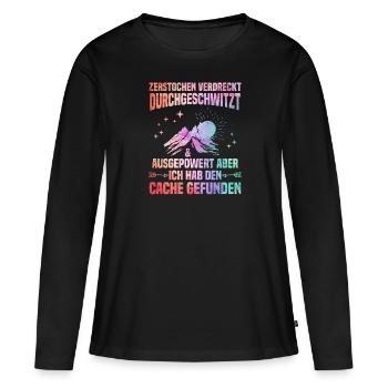 Geocacher Ich hab den Cache gefunden Geocache - Frauen Premium Bio Langarmshirt - Schwarz - Vorne - Julia (174cm)