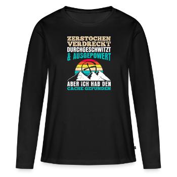 Geocacher GPS Ich hab den Cache gefunden - Frauen Premium Bio Langarmshirt - Schwarz - Vorne - Julia (174cm)