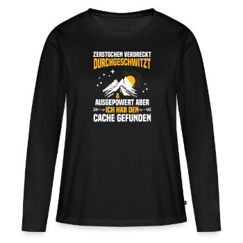 Geocacher Ich hab den Cache gefunden Geocache - Frauen Premium Bio Langarmshirt - Schwarz - Vorne - Julia (174cm)