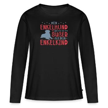 Oma Enkelhund Spruch Humor Hunde Geschenkidee - Frauen Premium Bio Langarmshirt - Schwarz - Vorne - Julia (174cm)