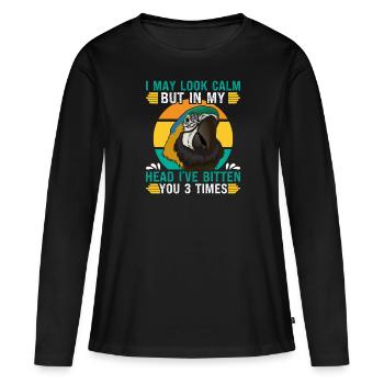 Ara Parrot I may look Calm but in my Head Macaw - Women's Premium Organic Long Sleeve Shirt - black - Front - Julia (174cm)
