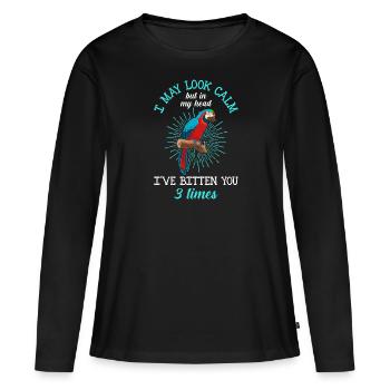 Aras I may look Calm but I ́ve bitten you 3 times - Women's Premium Organic Long Sleeve Shirt - black - Front - Julia (174cm)