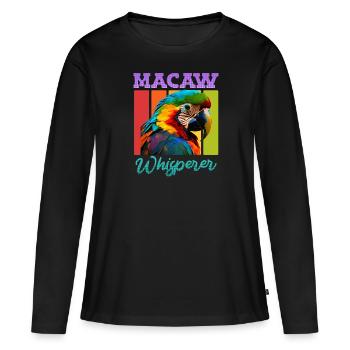 Ara Chuchoteur Perroquets Ara Whisperer Ara - T-shirt manches longues Premium bio Femme - noir - Devant - Julia (174cm)