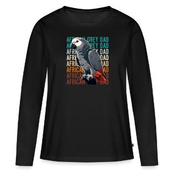 Perroquets gris Maman Africain Maman Gris Maman Perroquet - T-shirt manches longues Premium bio Femme - noir - Devant - Julia (174cm)