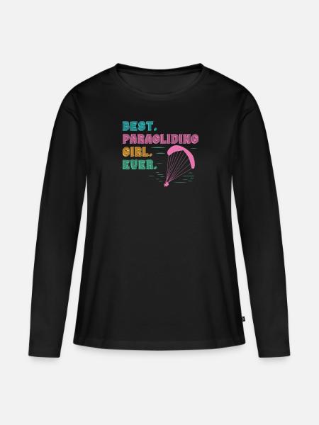 Gleitschirmfliegen Best Paragliding Girl ever - Frauen Premium Bio Langarmshirt - Schwarz
